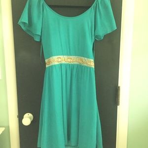 SUPER CUTE BLUE AND GOLD DRESS FROM MIAMI SIZE M!!